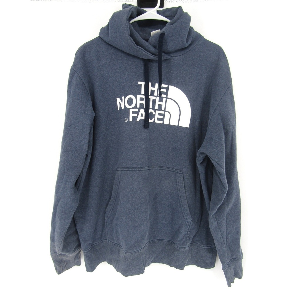 The North Face Hoodie Mens XL Blue Graphic Logo Pullover Sweatshirt Outdoor